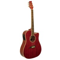 Kona K1ETRD Acoustic-Electric Dreadnought Cutaway Spruce Top Guitar With High Gloss Transparent Red Finish   564983373